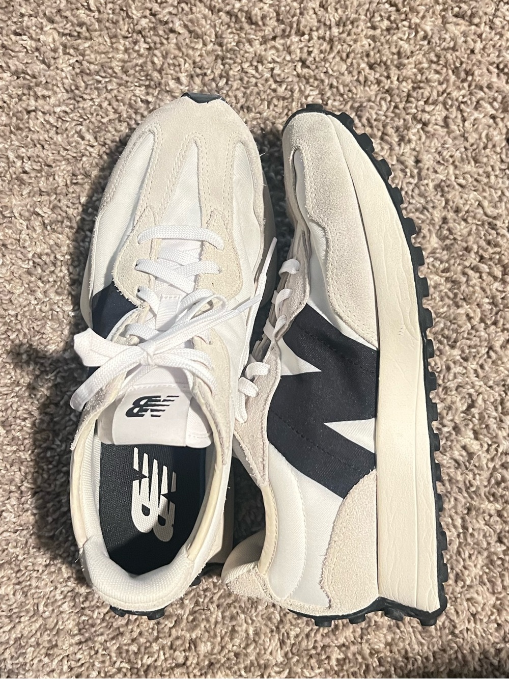 New Balance Women's Cream and Black 327 sneakers